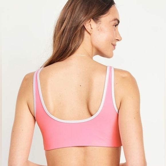 NWT! Old Navy Pink Neon Edge Zip-Front Bikini Swim Top - Size XXL 💎 - Picture 2 of 8